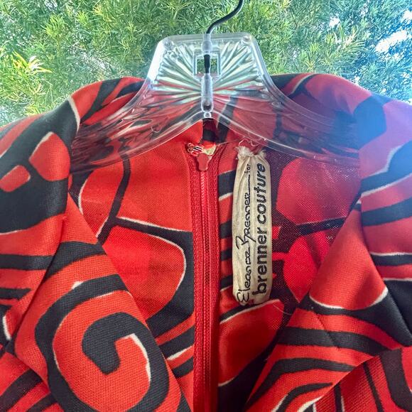 Vintage Eleanor Brenner Couture Orange & Black Mod Print Dress 1970s Size Small - Picture 13 of 16